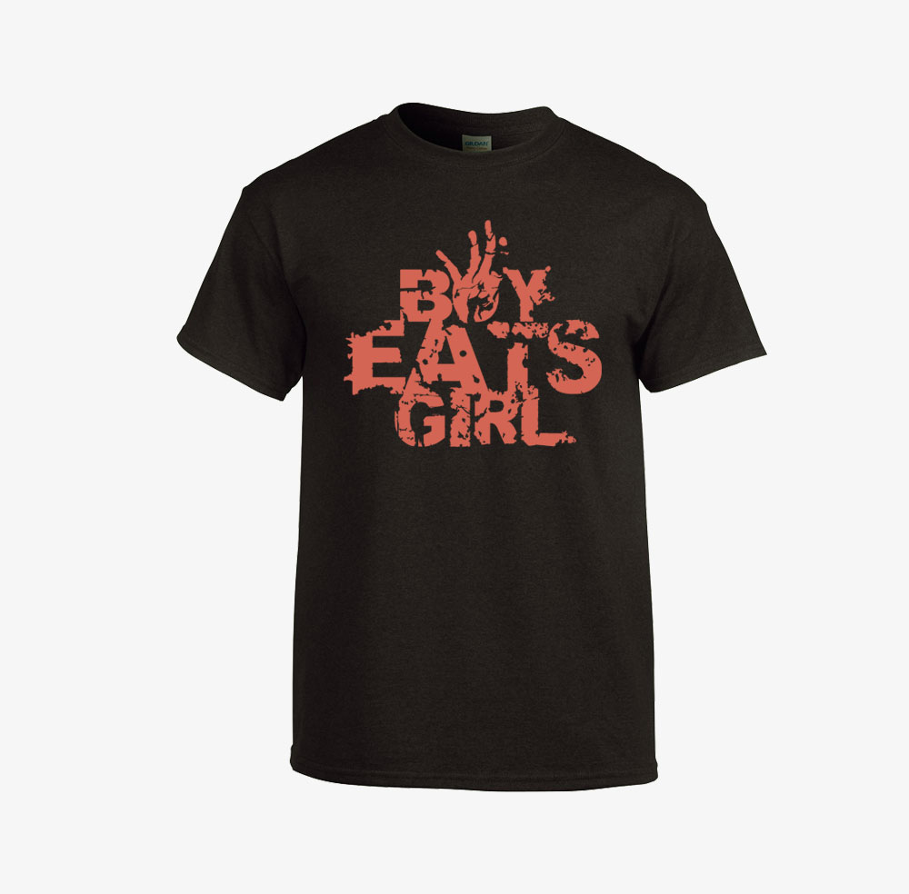 boy eats girl black t-shirt front
